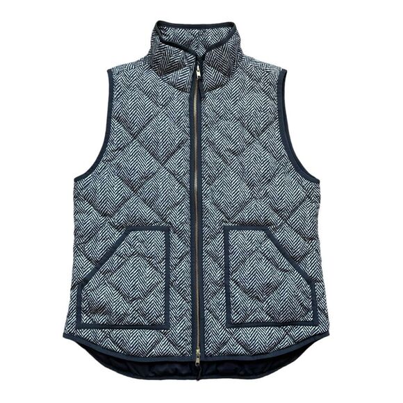 J. Crew Factory Size Medium Herringbone puffer vest down filled Gray - Picture 1 of 9